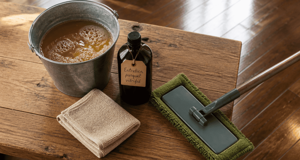 nettoyer parquet vitrifié savon noir matériel