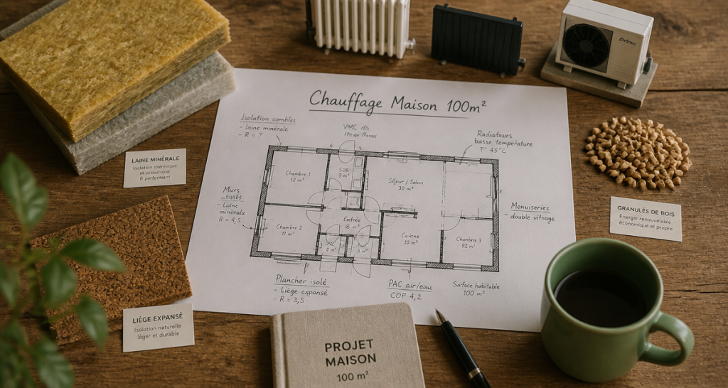 quel chauffage pour une maison de 100m2, échantillons, plan et systèmes
