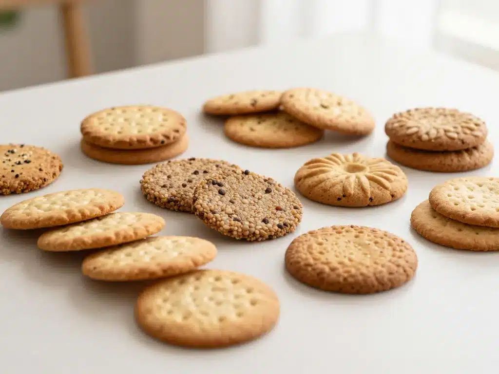 variétés de biscuits moins caloriques sur table
