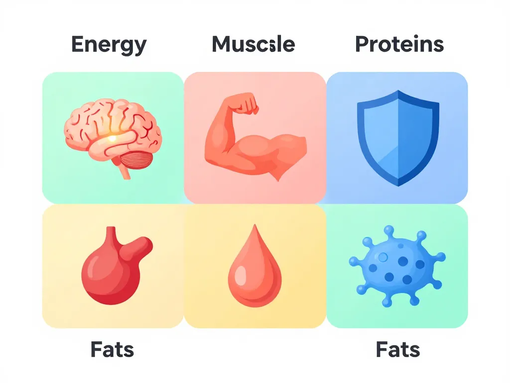 Diagramme rôles glucides proteines et lipides dans l’organisme