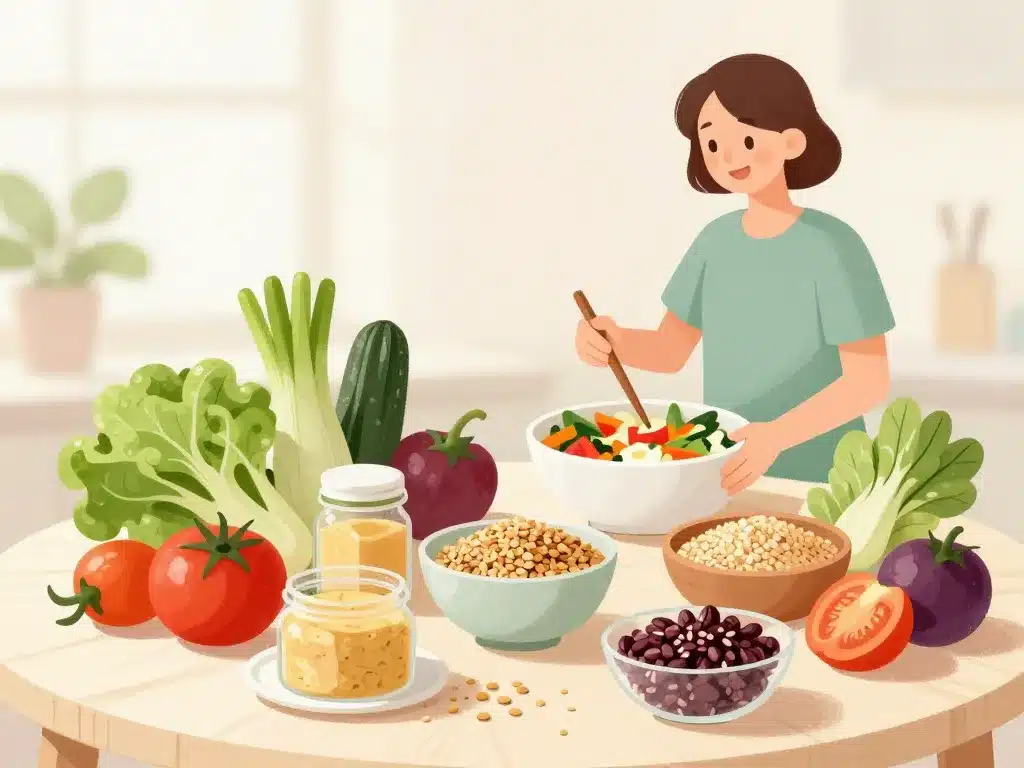 illustration reequilibrer flore intestinale aliments fibres fermentes