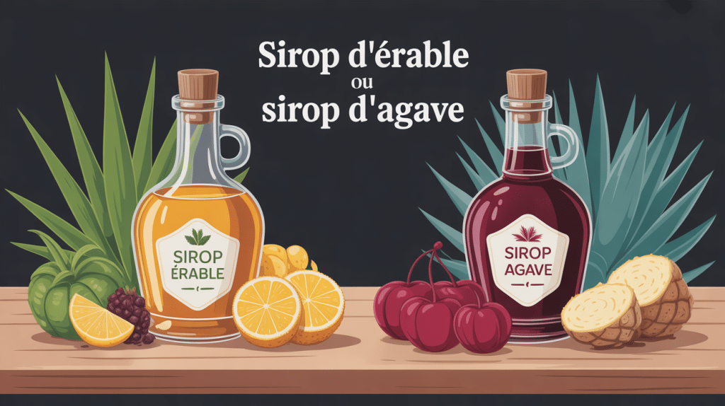 sirop d erable ou sirop d agave flacons ingrédients naturels