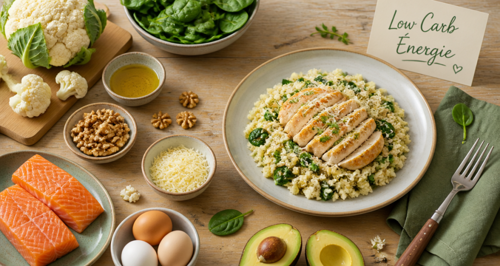 aliments pauvre en glucide sur table