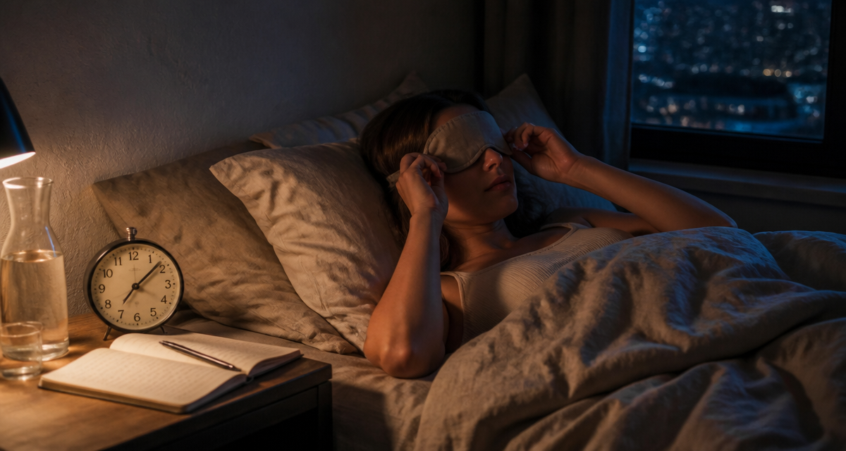 comment trouver le sommeil rapidement femme avec masque de sommeil