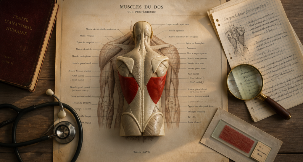 vue anatomique muscle latissimus dorsi sur bureau