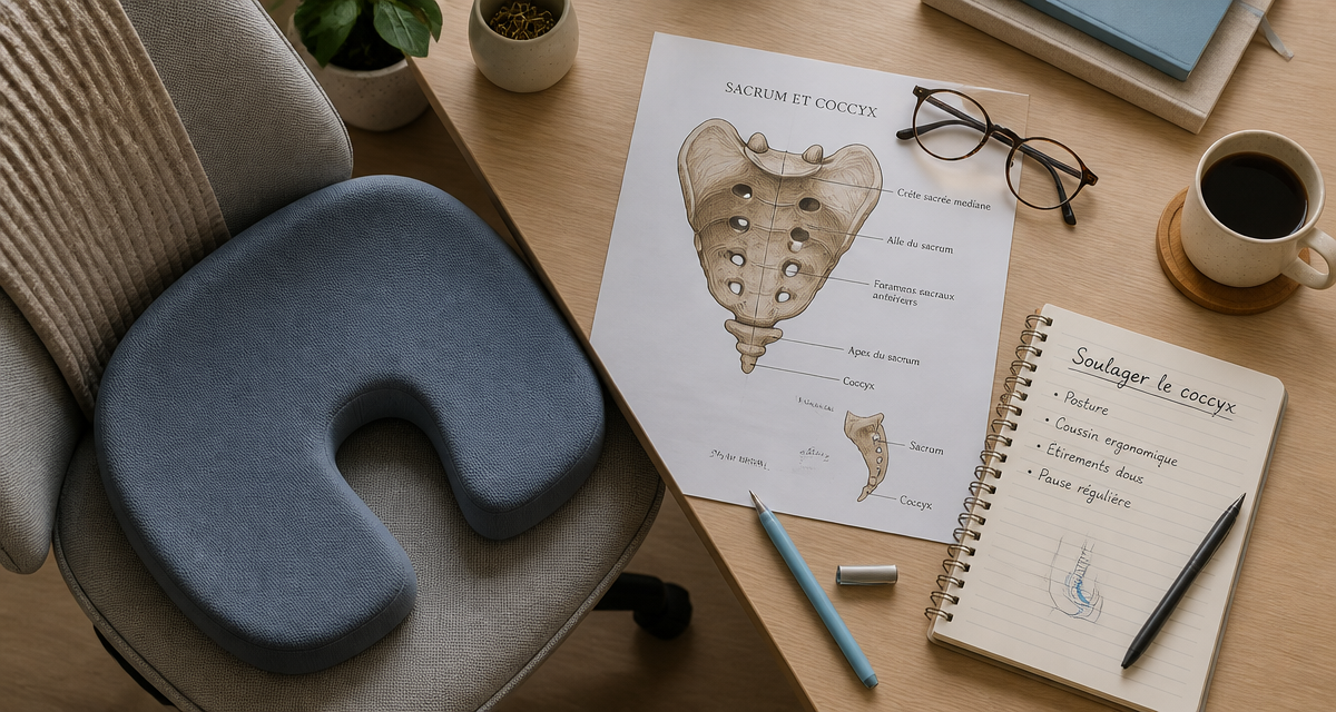 coussin ergonomique pour douleurs coccyx et sacrum sur chaise