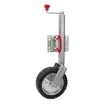Jockey wheel with swing-up mechanism, 250mm (10") diameter, adjustable height 650-910mm.