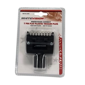 Flat 7 pin trailer plug for towing and electrical connections.