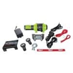 High-performance ATV winch with synthetic rope for off-road recovery.