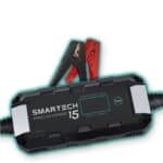 Battery charger for 6/12/24V vehicles with 15A capacity.
