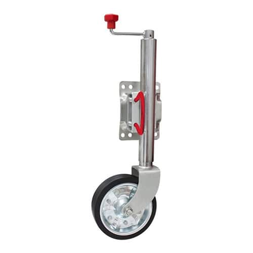 Jockey wheel with swing-up mechanism, 200mm (8") size, adjustable height 600-890mm.