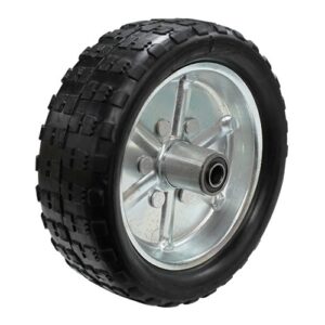 Jockey wheel with 250mm (10") tire and metal hub for trailer mobility and stability.