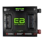 Lithium golf cart battery with charger and charge level meter for eco-friendly power.