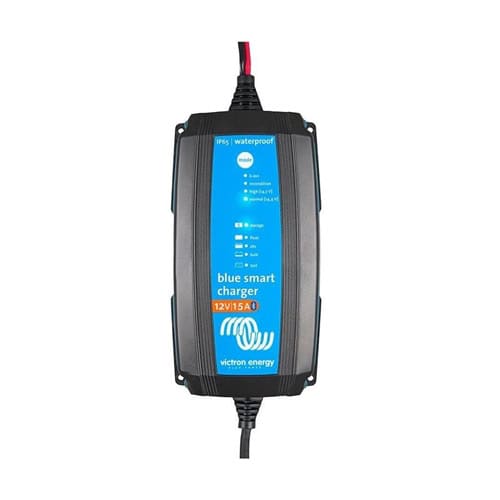 Waterproof Blue Smart IP65 Battery Charger for 12V-15A Marine and Automotive Batteries.