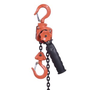 Heavy-duty lever block with 250kg capacity and 1.5m lift height for industrial lifting. G80 chain fo.