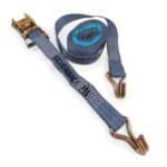 Heavy-duty ratchet tie down with double wire J-hook, 6m length, 1000kg capacity for secure cargo tra.