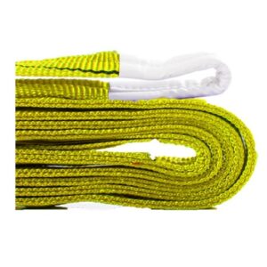 High-strength yellow flat sling for lifting heavy loads up to 3000kg, 2 meters long, ideal for indus.
