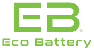 Eco Battery logo, green and white design representing eco-friendly automotive batteries.