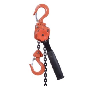 Heavy-duty lever block with 500kg capacity and 1.5m lift height for industrial lifting. G80 chain an.