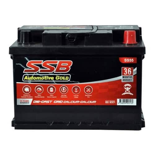 SS55 SSB Gold MF Car Battery for reliable vehicle starting and power. Perfect for automotive electri.
