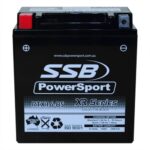 Motorcycle battery RTX16-BS from SSB PowerSport for reliable starting and performance.
