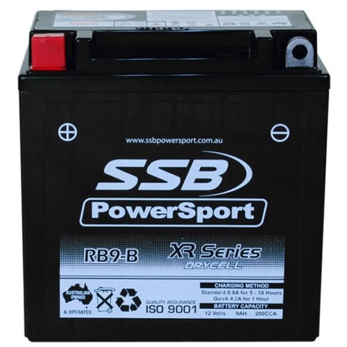 Motorcycle battery for RB9-B SSB XR Series, high performance and reliable power.