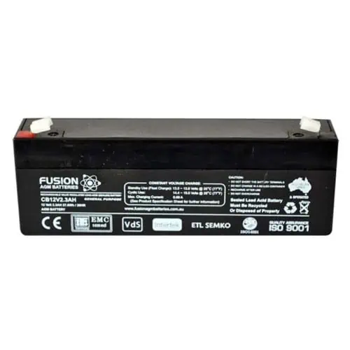 Fusion 12V 2.3AH AGM Deep Cycle Battery for reliable power supply.