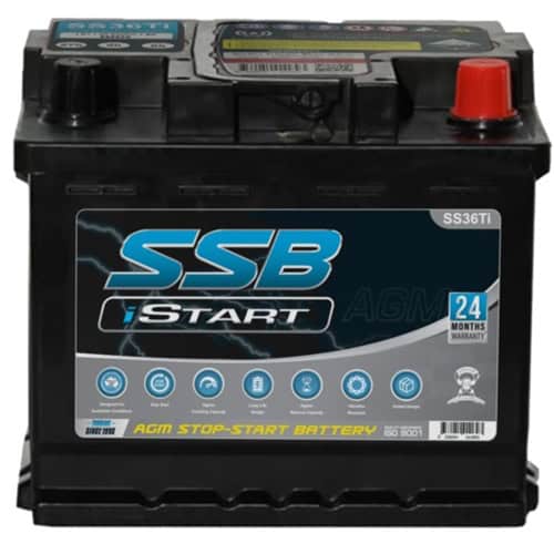 SS36Ti SSB AGM Stop Start VRLA Battery for vehicles.