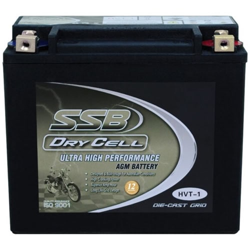High-performance SSB motorcycle dry cell battery for HVT-1 model.
