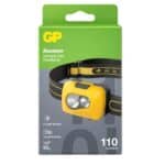 Headlamp with 110 lumens, adjustable strap, and 4 light modes for outdoor activities.