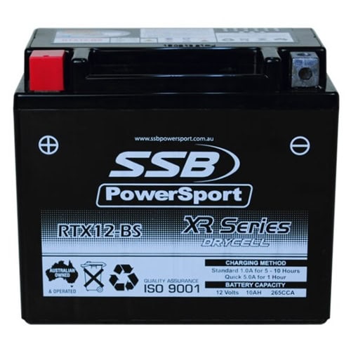 Motorcycle battery RTX12-BS for XR Series, high performance and reliable power.