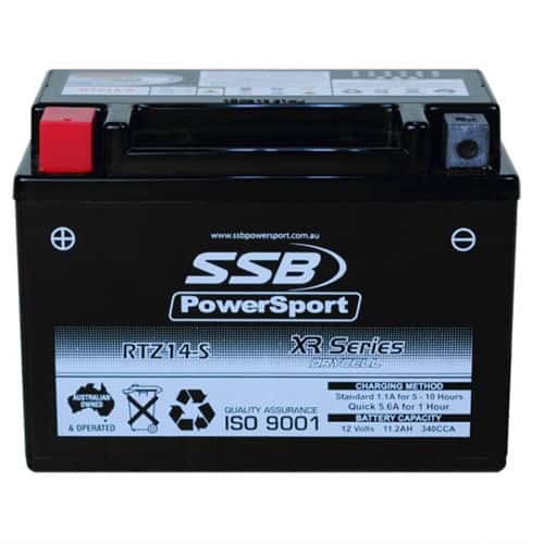 Motorcycle battery RTZ14-S XR Series for reliable power and performance. Perfect for motorcycle enth.