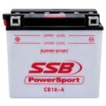 Powersport flooded motorcycle battery for CB18-A model, ideal for motorcycle and powersport vehicle.