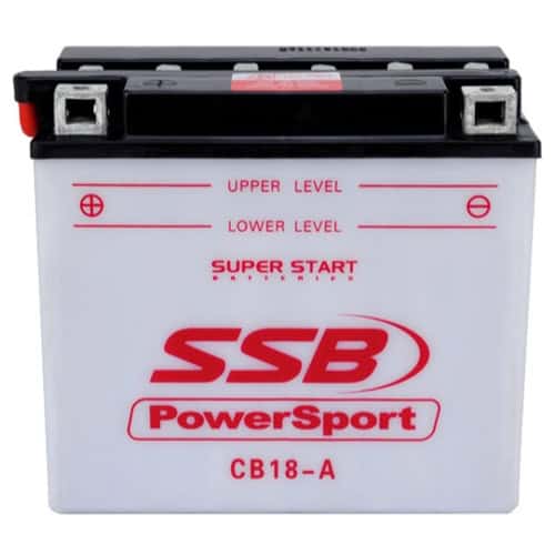Powersport flooded motorcycle battery for CB18-A model, ideal for motorcycle and powersport vehicle.