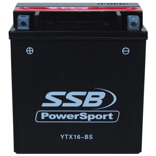 SSB YTX16-BS Powersport motorcycle battery for reliable starting and performance.