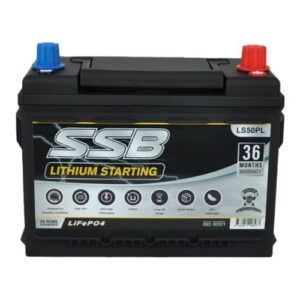 Lithium starting car battery LS50PL SSB with long-lasting power and 36-month warranty. Perfect for a.