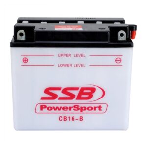 Powersport flooded motorcycle battery for CB16-B model, ideal for motorcycle electrical systems and.