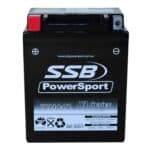 Motorcycle battery RB14A-A2 from SSB PowerSport, ideal for reliable motorcycle starting.