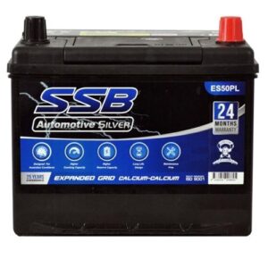 SSB ES50PL Silver MF Car Battery for reliable vehicle starting.