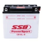 Powersport flooded motorcycle battery CB16L-B for reliable motorcycle starting and performance.