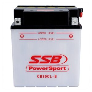 High-performance flooded motorcycle battery for Powersport vehicles, model CB30CL-B, ideal for flood.