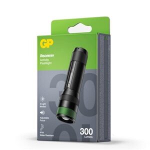 GP Discovery 300lm LED torch for outdoor activities and emergencies.