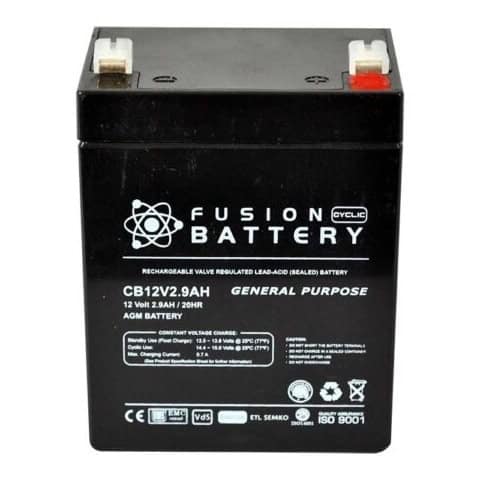 Fusion AGM Deep Cycle 12V 2.9Ah Battery for Automotive and Marine Applications.