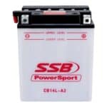 Powersport flooded motorcycle battery CB14L-A2 for reliable motorcycle starting and performance.