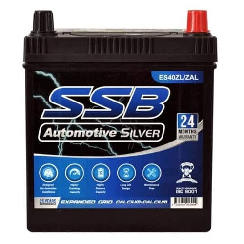 Car battery ES40ZL/ZAL SSB Silver MF for automotive electrical systems.