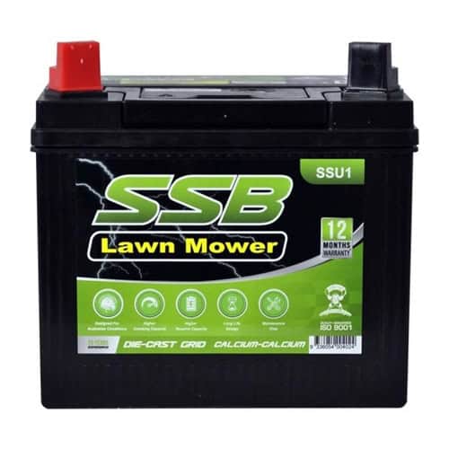 Lawn mower battery for SSU1 SSB lawn mower, high-performance MF battery with 12-month warranty.