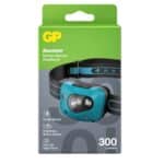 Headlamp with 300 lumens, motion sensor, and multiple light modes for outdoor activities.