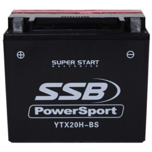 SSB Powersport YTX20H-BS motorcycle battery for reliable starting and performance. Perfect for power.