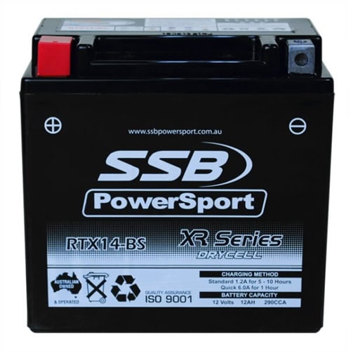 RTX14-BS motorcycle battery for XR Series, high-performance auto electrical power.