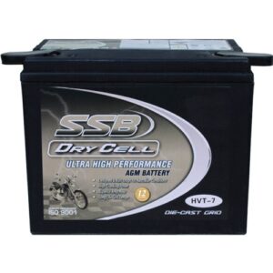 High-performance SSB HVT-7 motorcycle battery for reliable starting and power.
